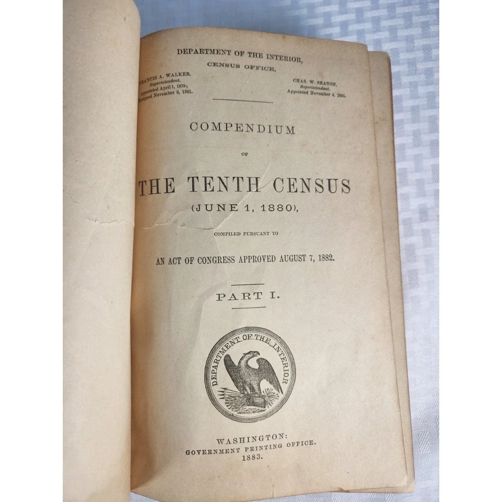 1883 Compendium Of The Tenth Census June 1 1880 Hardcover